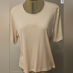 Dressbarn Champaine Scoop Neck Loose Fitted SS Top With Shoulder Pads Sz L NWT